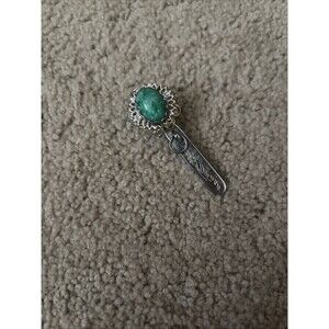 Vintage Kings Key Finder Purse Clip Silver Tone Floral Turquoise Type Stone L.A.